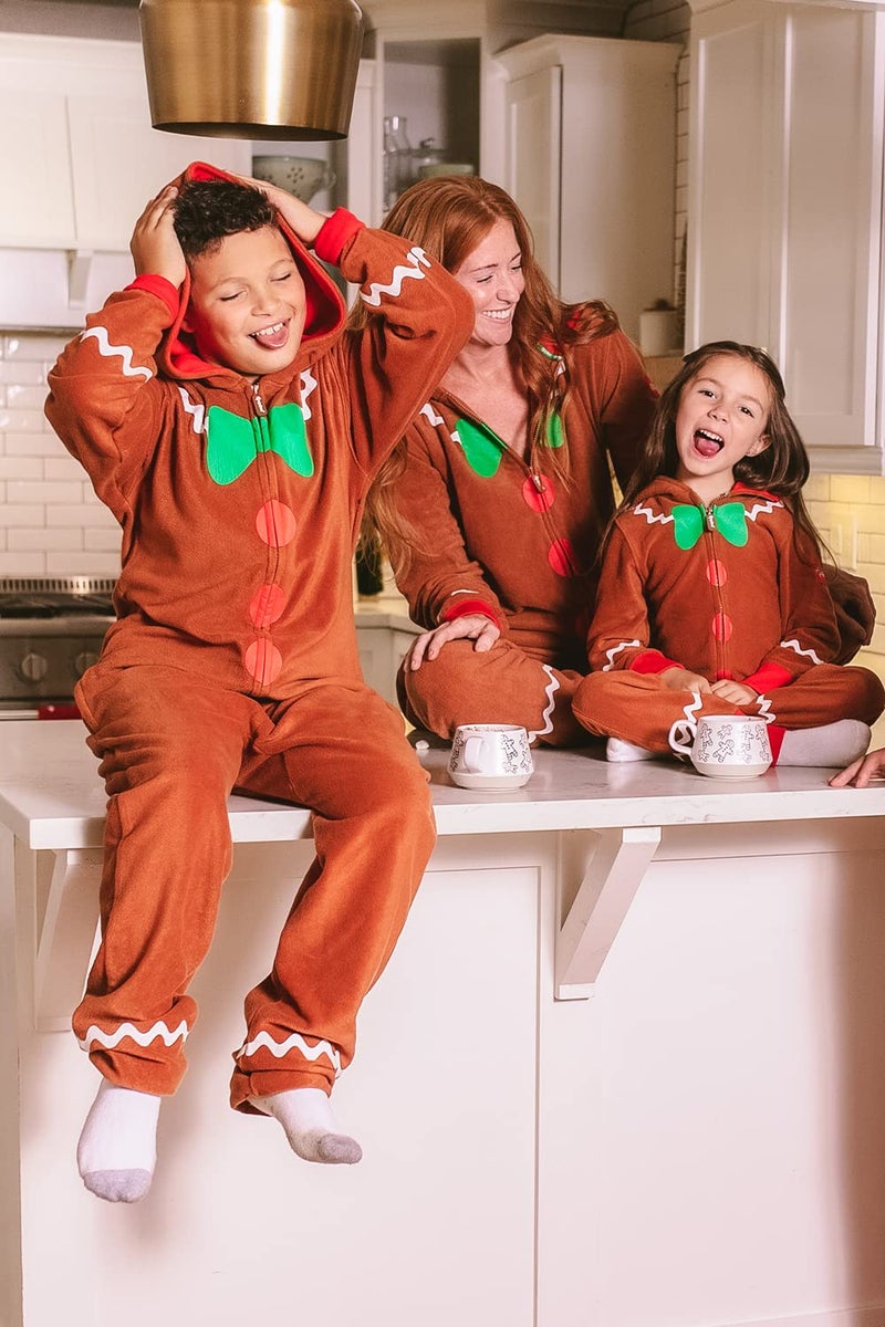 Tipsy Elves Boy's/Girl's Gingerbread Brown Jumpsuit Romper with Hood Size Small - Image 5